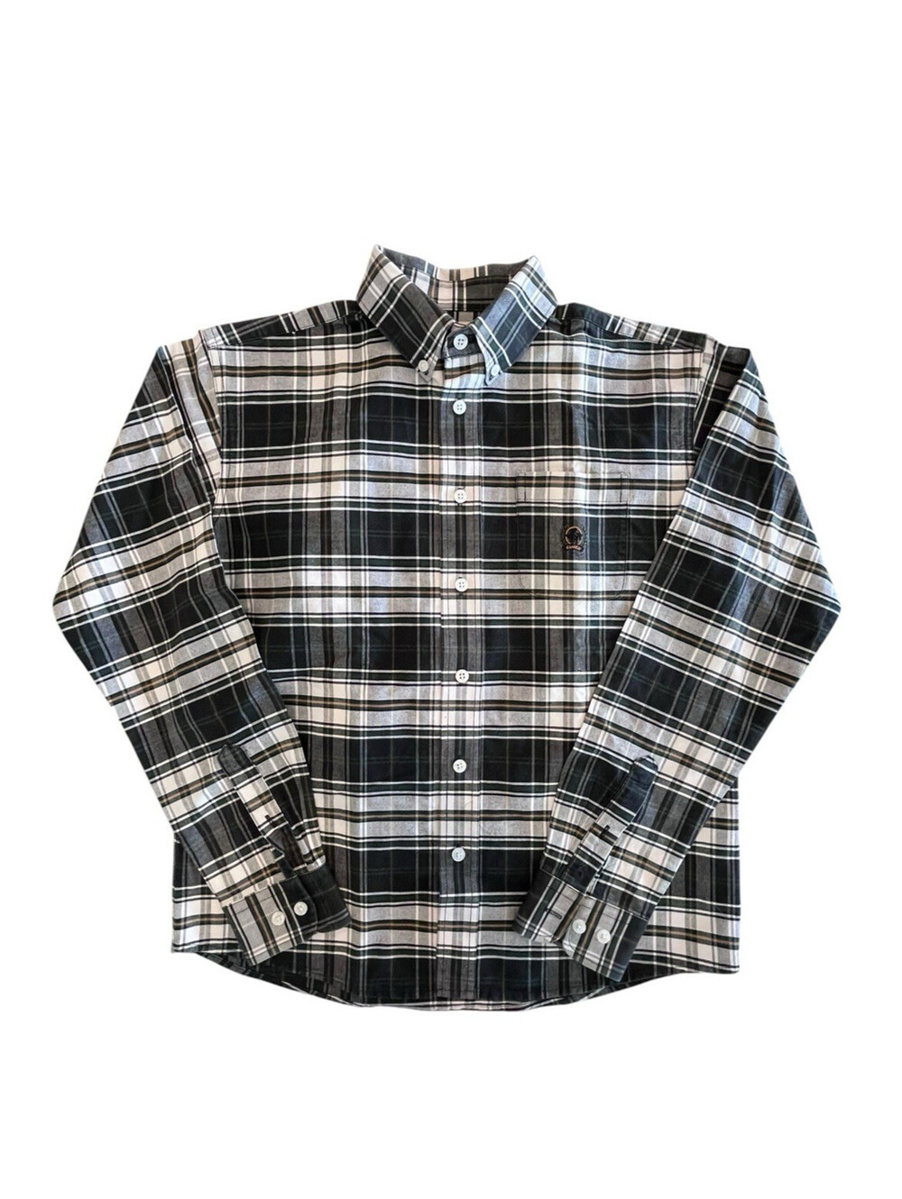 Cinch Shirt Boys Sz XL Black green Plaid Long Sleeve Button up NWOT 3179.7